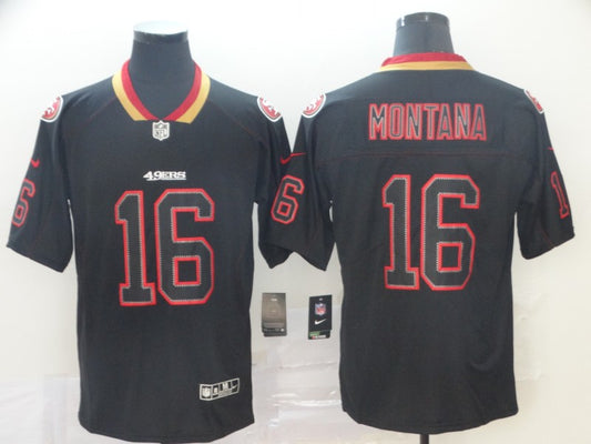 Men's San Francisco 49ers Joe Montana #16 Black Game Player Jersey1