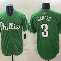 Men's Philadelphia Phillies Bryce Harper #3 Green Game Player Jersey
