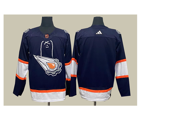 Men's Edmonton Oilers Navy Blank Player Jersey1