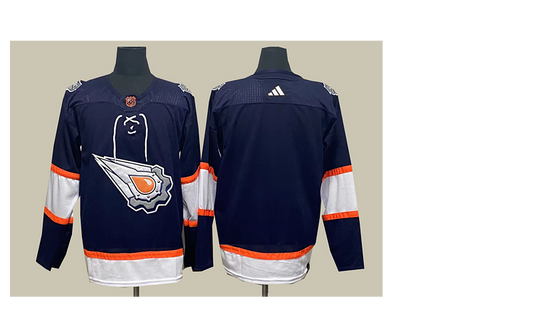 Men's Edmonton Oilers Navy Blank Player Jersey1
