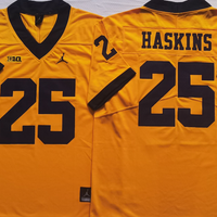 Men's Michigan Wolverines Hassan Haskins #25 Yellow  Alumni Player Game Jersey