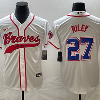 Men's Atlanta Braves Austin Riley #27 White Replica Player Jersey1 Joint Edition