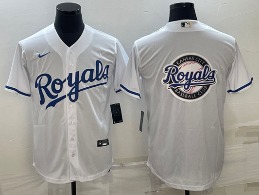 Men's Kansas City Royals White Alternate Replica Team Logo Jersey1