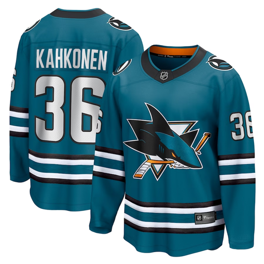 Men's San Jose Sharks Kaapo Kahkonen #36 Teal Breakaway Jersey1