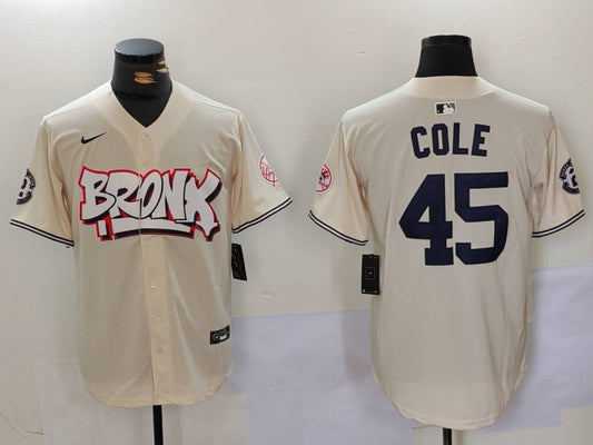 Men's New York Yankees Gerrit Cole #45 Cream Limited Player Jersey1