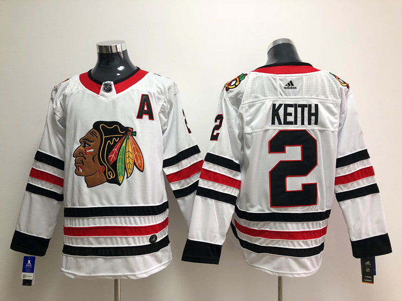 Men's Chicago Blackhawks Duncan Keith #2 White Breakaway Player Jersey1