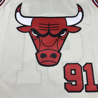 Men's Chicago Bulls Dennis Rodman #91 Cream Hardwood Classics Swingman Jersey1
