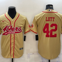 Men's San Francisco 49ers Ronnie Lott #42 Gold Game Jersey1 Joint Edition