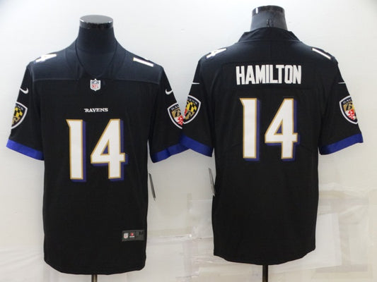 Men's Baltimore Ravens Kyle Hamilton #14 Black Game Jersey1