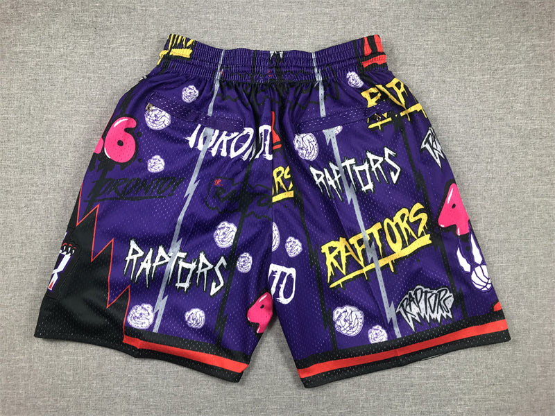 Men's Toronto Raptors Purple Graffiti Edition Pocket Shorts1