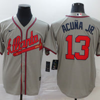 New Men's Atlanta Braves Ronald Acuna Jr. #13 Jersey1 Gray