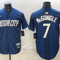 Men's Detroit Tigers Kevin McGonigle #7 Navy City Connect Limited Player Jersey