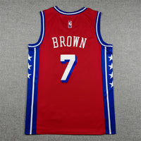 Men's Philadelphia 76ers Jaylen Brown #7 Red Swingman Jersey - Statement Edition
