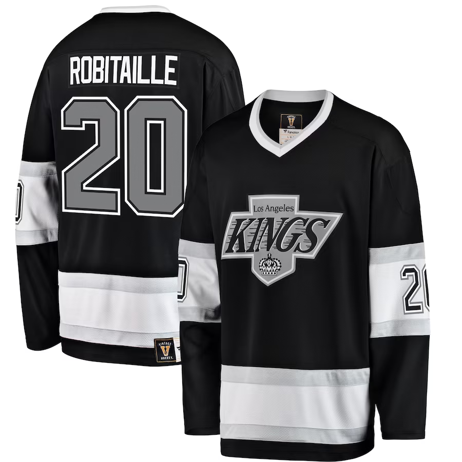 Men's Los Angeles Kings Luc Robitaille #20 Black Premier Breakaway Retired Player Jersey1