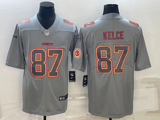 Men's Kansas City Chiefs Travis Kelce #87 Grey Game Jersey1