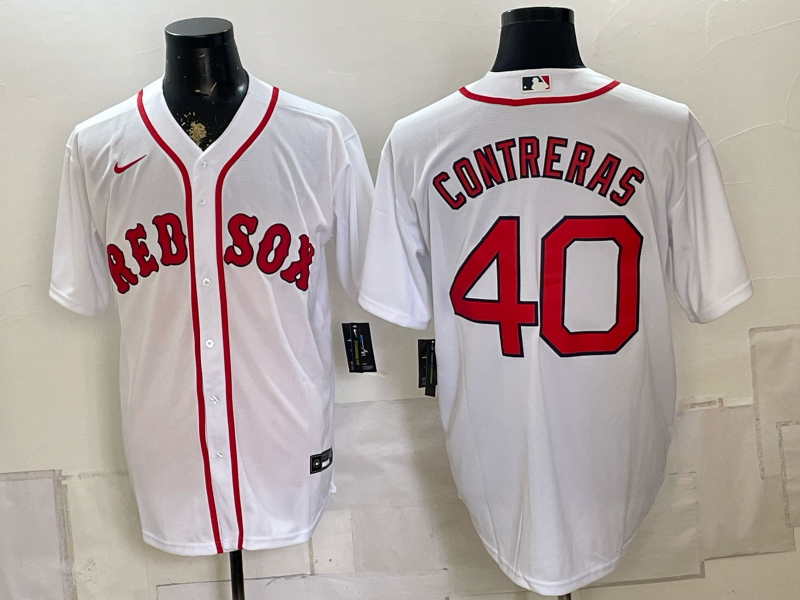 Men's Boston Red Sox Willson Contreras #40 White Home Replica Jersey
