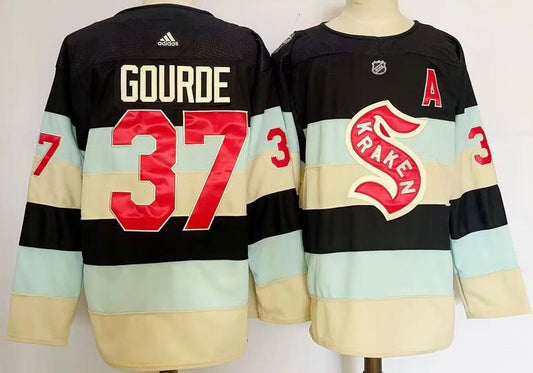 Men's Seattle Kraken Yanni Gourde #37 Deep Sea Blue 2024 NHL Winter Classic Breakaway Player Jersey1