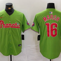 Men's Philadelphia Phillies Brandon Marsh #16 Green Limited Player Jersey1
