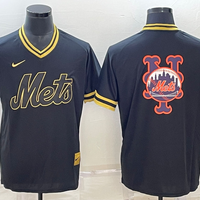 Men's New York Mets1 Black Replica Player Jersey
