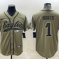 Men's Philadelphia Eagles Jalen Hurts #1 Olive 2022 Salute To Service Limited Jersey1 Joint Edition