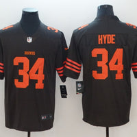 Men's Cleveland Browns Carlos Hyde Brown Game Player Jersey1