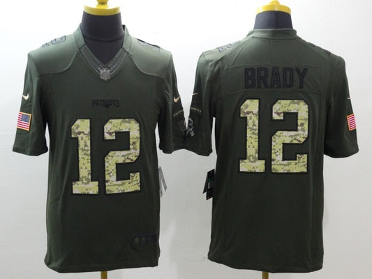 Men's New England Patriots Tom Brady #12 Army Green Game Jersey1