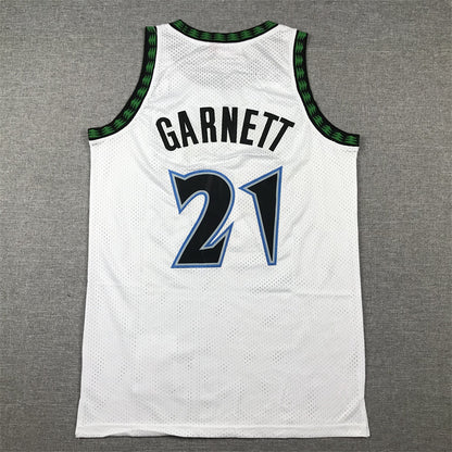 Men's Minnesota Timberwolves Kevin Garnett #21 White 1997/98 Hardwood Classics Swingman Jersey1