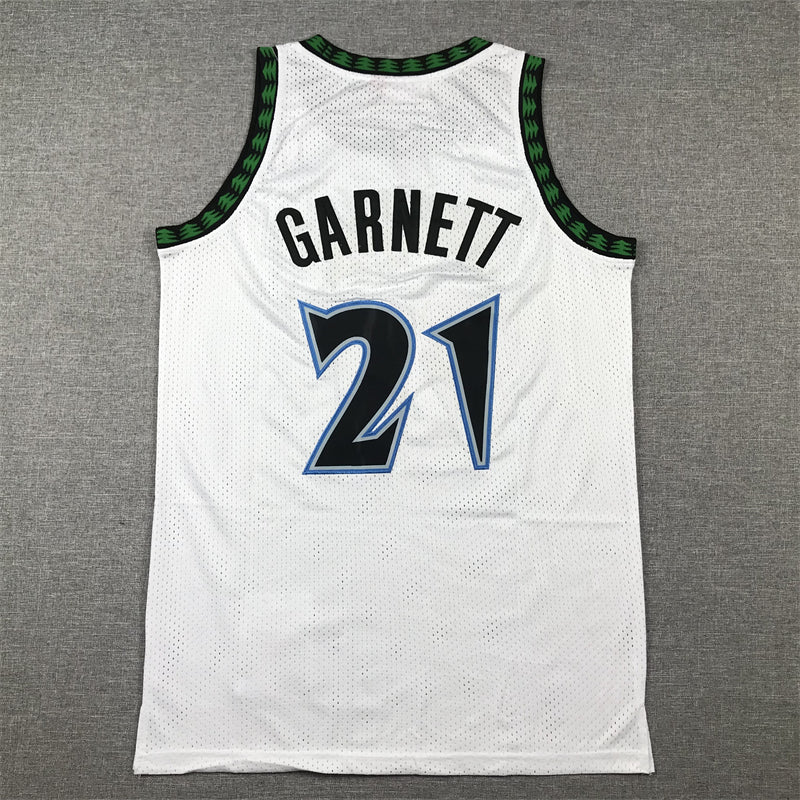 Men's Minnesota Timberwolves Kevin Garnett #21 White 1997/98 Hardwood Classics Swingman Jersey1