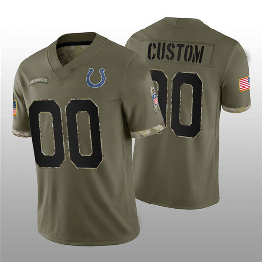 Custom1 Indianapolis Colts ACTIVE PLAYER 2022 Olive Salute To Service Limited Stitched Jersey1 Football Jersey1