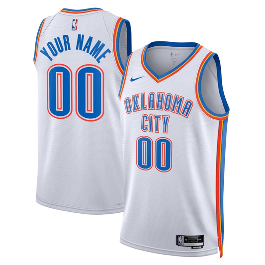Men's Oklahoma City Thunder White Swingman Custom Jersey1 - Association Edition