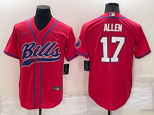 Men's Buffalo Bills Josh Allen #17 Red Game Jersey1 Joint Edition