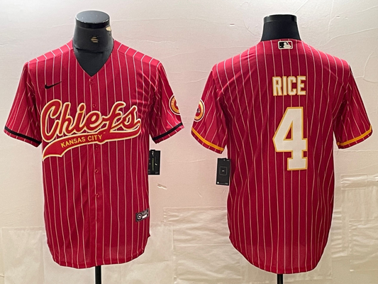 Men's Kansas City Chiefs Rashee Rice #4 Red Game Jersey1 Joint Edition