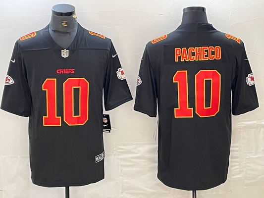 Men's Kansas City Chiefs Isiah Pacheco #10 Black Fashion Game Jersey1