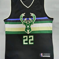 Men's Milwaukee Bucks Khris Middleton Black 2021 NBA Finals Champions Jersey1