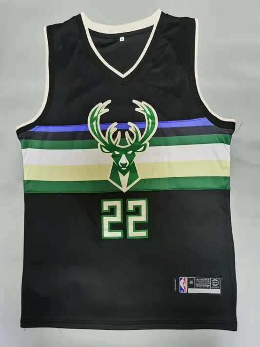 Men's Milwaukee Bucks Khris Middleton Black 2021 NBA Finals Champions Jersey1