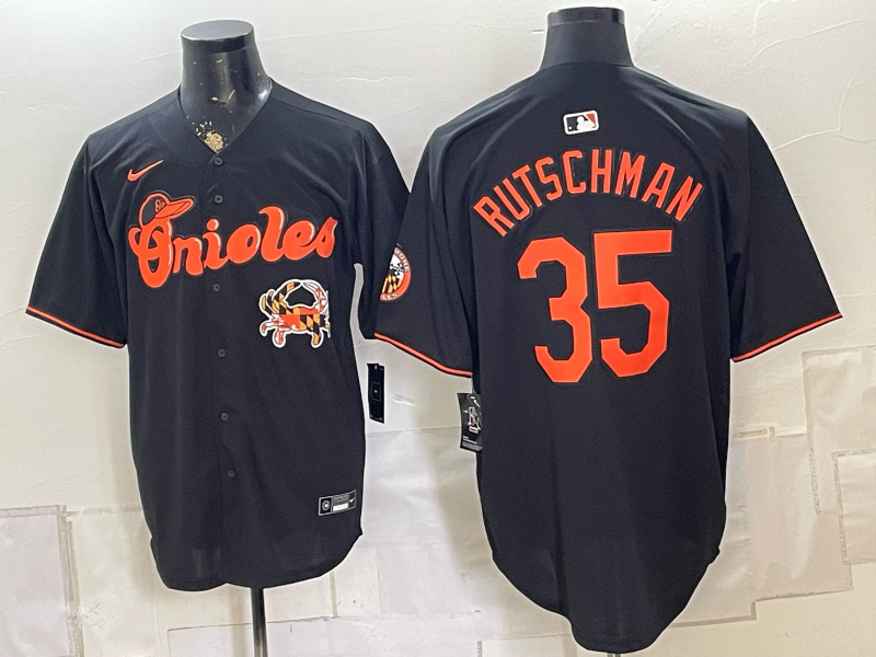 Men's Baltimore Orioles Adley Rutschman #35 Black Replica Jersey