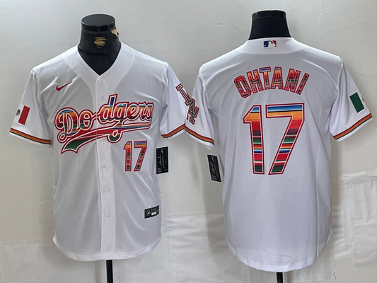 Men's Los Angeles Dodgers Shohei Ohtani White #17 Replica Player Jersey1