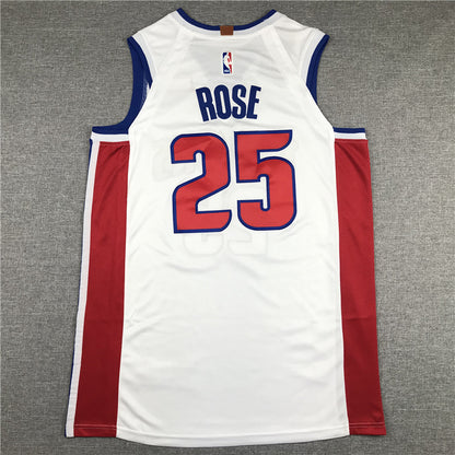 Men's Detroit Pistons Derrick Rose White 2021/22 Fast Break Replica Jersey1