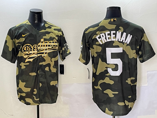 Men's Los Angeles Dodgers Freddie Freeman #5 Camouflage Replica Player Jersey1