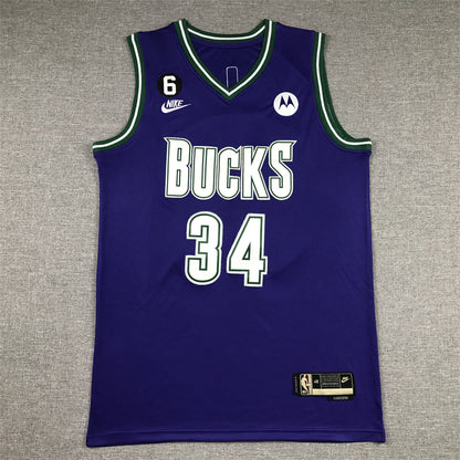 Men's Milwaukee Bucks Giannis Antetokounmpo #34 Purple 2022/23 Swingman Jersey1 - Classic Edition