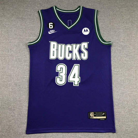 Men's Milwaukee Bucks Giannis Antetokounmpo #34 Purple 2022/23 Swingman Jersey1 - Classic Edition