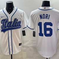 Men's Italy Baseball Nino Nori #16 White 2026 World Baseball Classic Stadium Jersey