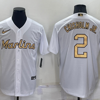 Men's Miami Marlins Jazz Chisholm Jr. #2 White Stitched Jersey1