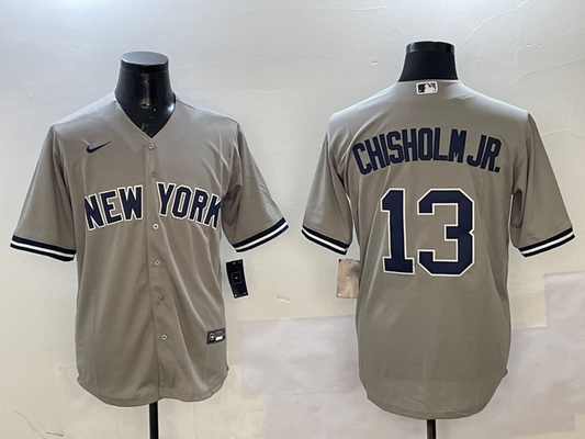 Men's New York Yankees Jazz Chisholm Jr. #13 Gray Replica Player Jersey1