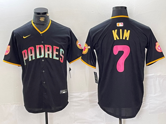 Men's San Diego Padres Ha-Seong Kim #7 Black Replica Player Jersey1