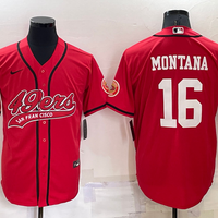 Men's San Francisco 49ers Joe Montana #16 Red Game Jersey1 Joint Edition