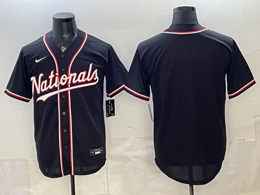 Men's Washington Nationals Fashion Replica Black Out Jersey