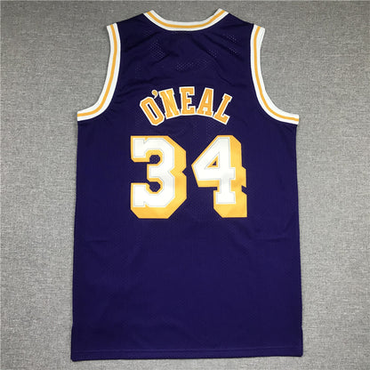 Men's Los Angeles Lakers Shaquille O'Neal #34 Purple 1996-97 Classics Jersey1