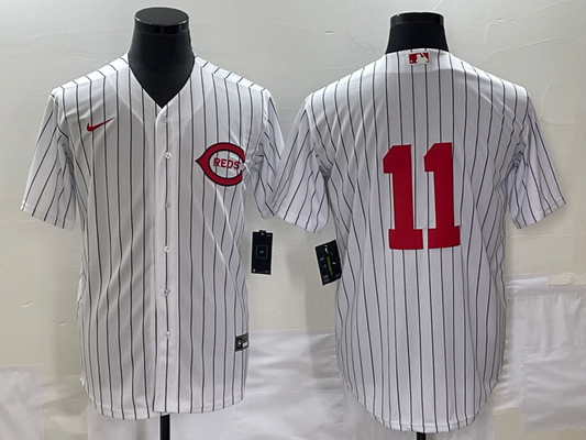 Men's Cincinnati Reds Barry Larkin #11 White 2022 MLB at Field of Dreams Game Authentic Player Jersey1