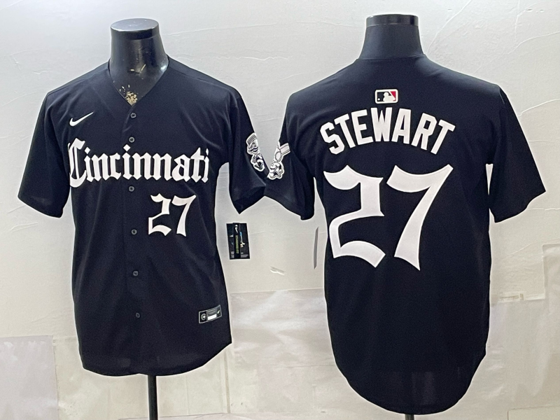 Men's Cincinnati Reds Sal Stewart #27 Black Replica Player Jersey